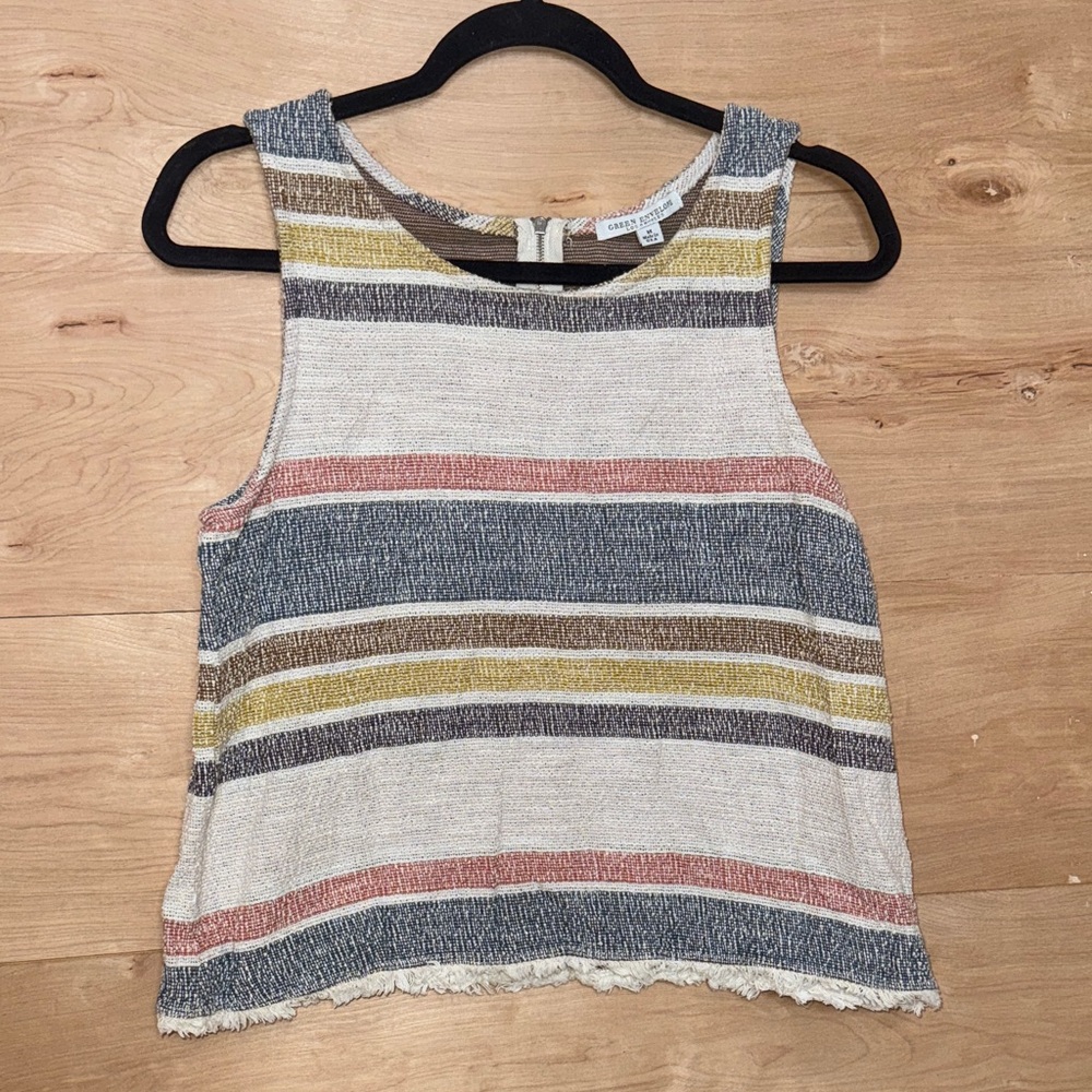 100% cotton Green Envelope Multicolor Striped Crop Top